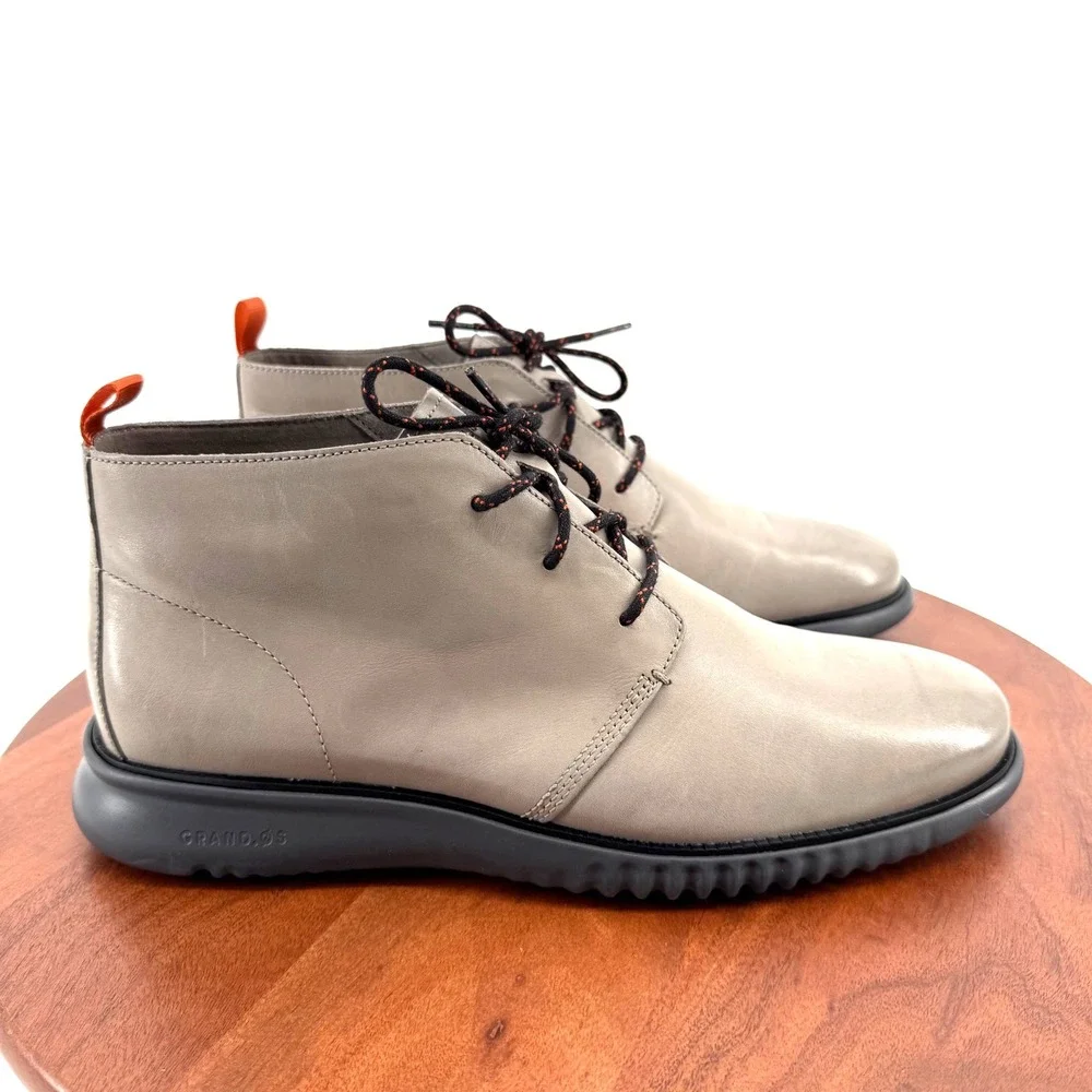 Cole Haan 2.Zerogrand Chukka Gray Leather Lace Up Boots C30310 Men's 11.5